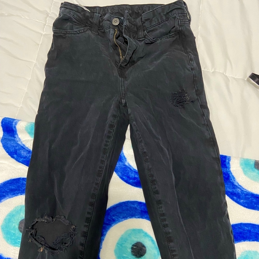 American Eagle Black Ripped Knee Skinny Jeans